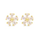 Sterling Silver 925 Earring Gold Plated Embedded With White Zircon