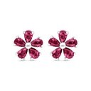 Sterling Silver 925 Earring Rhodium Plated Embedded With Ruby Corundum 