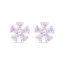 Sterling Silver 925 Earring Rhodium Plated Embedded With Pink Zircon 