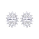 Sterling Silver 925 Earring Rhodium Plated Embedded With Yellow Zircon And White Zircon