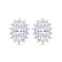 Sterling Silver 925 Earring Rhodium Plated Embedded With Yellow Zircon And White Zircon