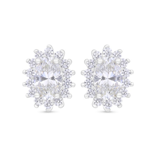 [EAR01CIT00WCZC348] Sterling Silver 925 Earring Rhodium Plated Embedded With Yellow Zircon And White Zircon