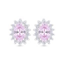 Sterling Silver 925 Earring Rhodium Plated Embedded With Pink Zircon And White Zircon