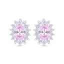 Sterling Silver 925 Earring Rhodium Plated Embedded With Pink Zircon And White Zircon