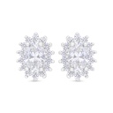 Sterling Silver 925 Earring Rhodium Plated Embedded With White Zircon