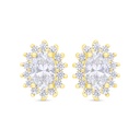 Sterling Silver 925 Earring Gold Plated Embedded With White Zircon