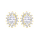 Sterling Silver 925 Earring Gold Plated Embedded With White Zircon