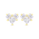 Sterling Silver 925 Earring Gold Plated Embedded With White Zircon