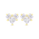 Sterling Silver 925 Earring Gold Plated Embedded With White Zircon