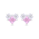 Sterling Silver 925 Earring Rhodium Plated Embedded With Pink Zircon And White Zircon