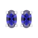 Sterling Silver 925 Earring Rhodium Plated Embedded With Sapphire Corundum 