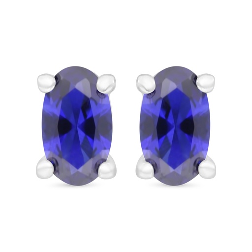[EAR01SAP00000C350] Sterling Silver 925 Earring Rhodium Plated Embedded With Sapphire Corundum 