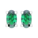 Sterling Silver 925 Earring Rhodium Plated Embedded With Emerald Zircon 