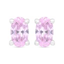 Sterling Silver 925 Earring Rhodium Plated Embedded With Pink Zircon 