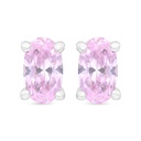 Sterling Silver 925 Earring Rhodium Plated Embedded With Pink Zircon 