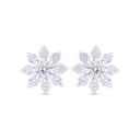 Sterling Silver 925 Earring Rhodium Plated Embedded With Yellow Zircon And White Zircon
