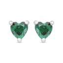 Sterling Silver 925 Earring Rhodium Plated Embedded With Emerald Zircon 