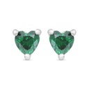 Sterling Silver 925 Earring Rhodium Plated Embedded With Emerald Zircon 