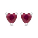 Sterling Silver 925 Earring Rhodium Plated Embedded With Ruby Corundum 