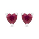 Sterling Silver 925 Earring Rhodium Plated Embedded With Ruby Corundum 