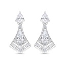 Sterling Silver 925 Earring Rhodium Plated Embedded With White Zircon