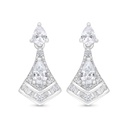 Sterling Silver 925 Earring Rhodium Plated Embedded With White Zircon