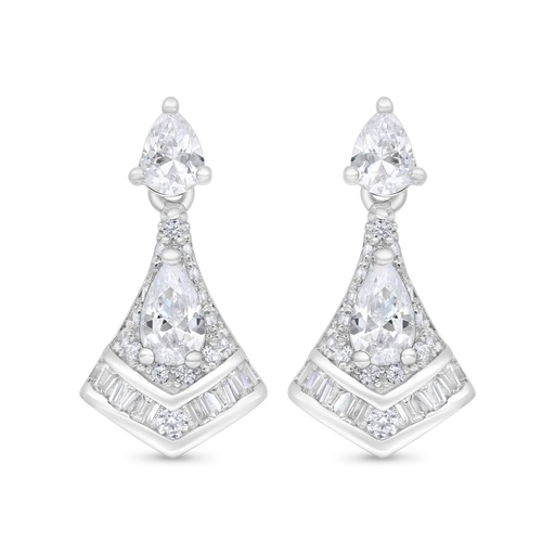 [EAR01WCZ00000C354] Sterling Silver 925 Earring Rhodium Plated Embedded With White Zircon