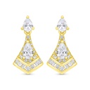 Sterling Silver 925 Earring Gold Plated Embedded With White Zircon