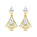 Sterling Silver 925 Earring Gold Plated Embedded With White Zircon