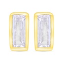 Sterling Silver 925 Earring Gold Plated Embedded With White Zircon