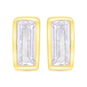 Sterling Silver 925 Earring Gold Plated Embedded With White Zircon