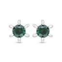 Sterling Silver 925 Earring Rhodium Plated Embedded With Emerald Zircon 