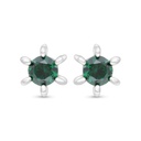 Sterling Silver 925 Earring Rhodium Plated Embedded With Emerald Zircon 