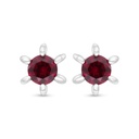 Sterling Silver 925 Earring Rhodium Plated Embedded With Ruby Corundum And White Zircon