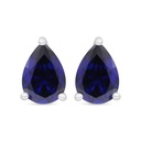 Sterling Silver 925 Earring Rhodium Plated Embedded With Sapphire Corundum 