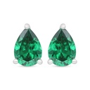 Sterling Silver 925 Earring Rhodium Plated Embedded With Emerald Zircon 