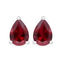 Sterling Silver 925 Earring Rhodium Plated Embedded With Ruby Corundum 