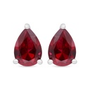 Sterling Silver 925 Earring Rhodium Plated Embedded With Ruby Corundum 