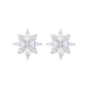 Sterling Silver 925 Earring Rhodium Plated Embedded With White Zircon