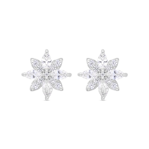 [EAR01WCZ00000C364] Sterling Silver 925 Earring Rhodium Plated Embedded With White Zircon