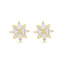 Sterling Silver 925 Earring Gold Plated Embedded With White Zircon