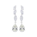 Sterling Silver 925 Earring Rhodium Plated Embedded With Yellow Zircon And White Zircon