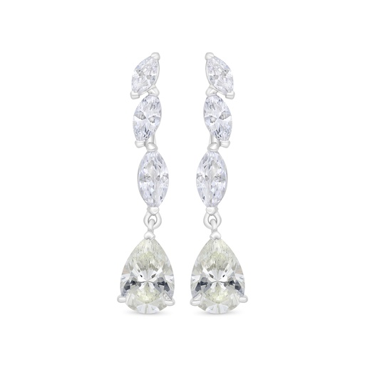 [EAR01CIT00WCZC365] Sterling Silver 925 Earring Rhodium Plated Embedded With Yellow Zircon And White Zircon