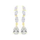 Sterling Silver 925 Earring Gold Plated Embedded With Yellow Zircon And White Zircon