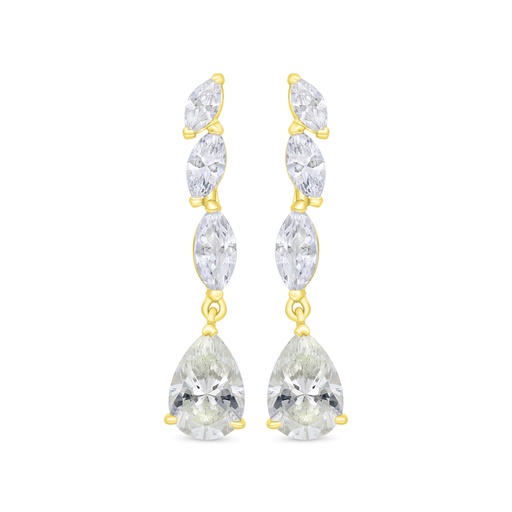 [EAR02CIT00WCZC365] Sterling Silver 925 Earring Gold Plated Embedded With Yellow Zircon And White Zircon