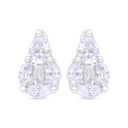 Sterling Silver 925 Earring Rhodium Plated Embedded With White Zircon