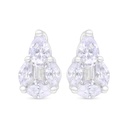 Sterling Silver 925 Earring Rhodium Plated Embedded With White Zircon