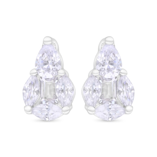 [EAR01WCZ00000C366] Sterling Silver 925 Earring Rhodium Plated Embedded With White Zircon