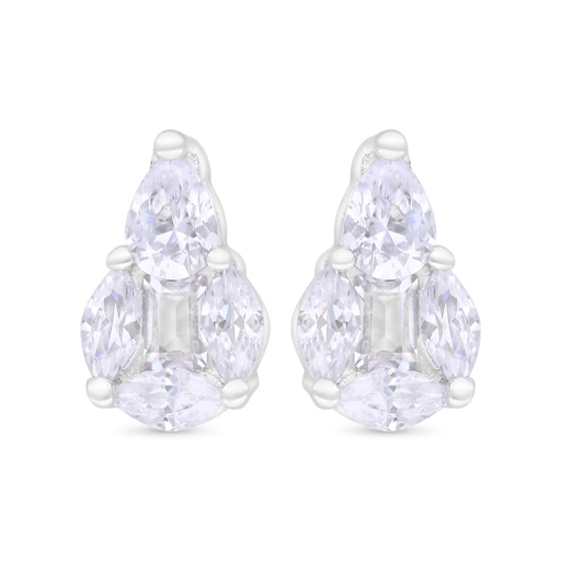 [EAR01WCZ00000C366] Sterling Silver 925 Earring Rhodium Plated Embedded With White Zircon