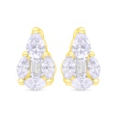 Sterling Silver 925 Earring Gold Plated Embedded With White Zircon